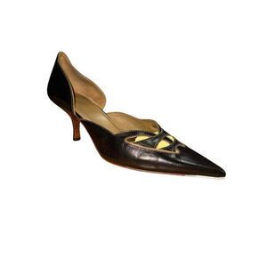 Cole Haan Black & Brown Leather Pointed Toe Pumps Women's Sz 10 Great Condition